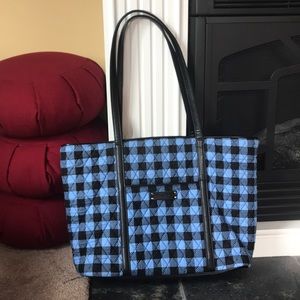 Trimmed Vera Laptop Tote Alpine Check